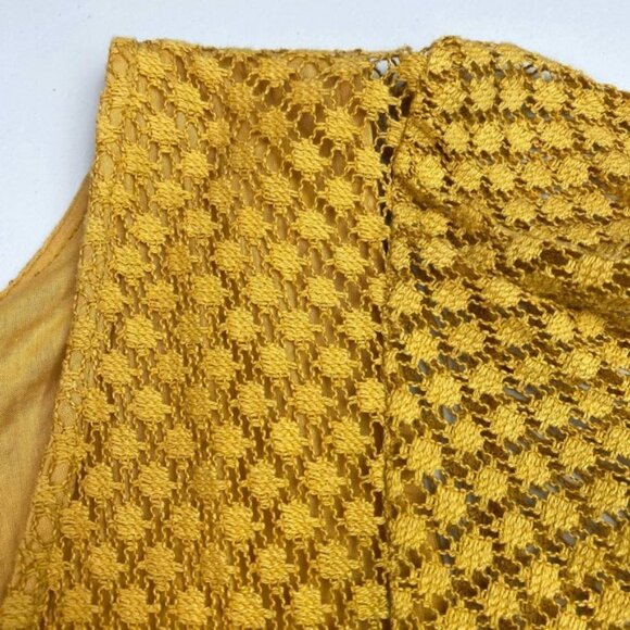 MANGO Mustard Yellow Lace  Drop-Waist Dress Sz XS - Picture 4 of 4